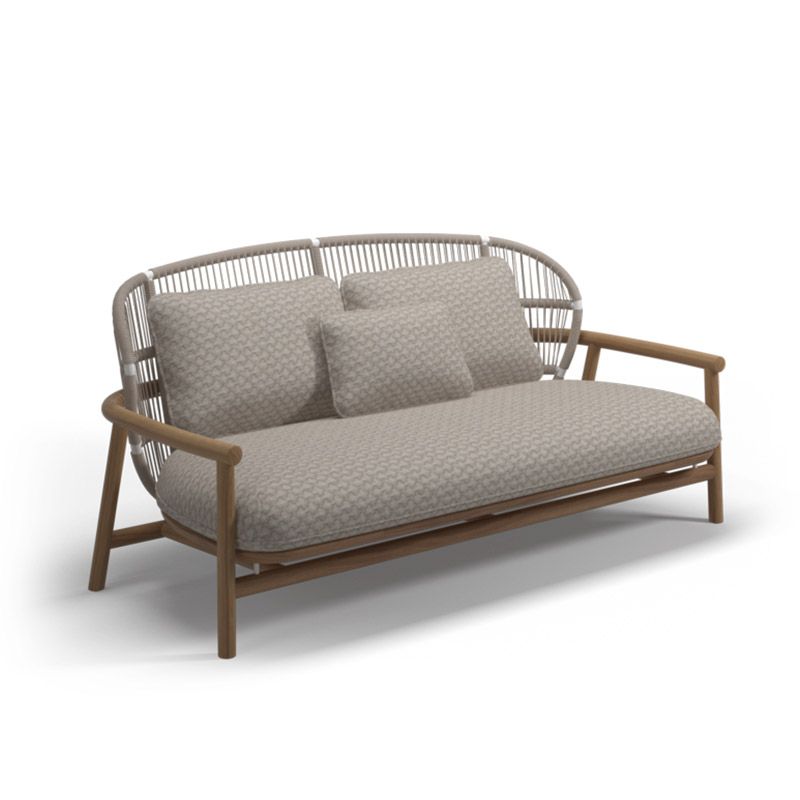 Tropical Solid Wood Frame Patio Loveseat Water Resistant Outdoor Sofa with Cushion