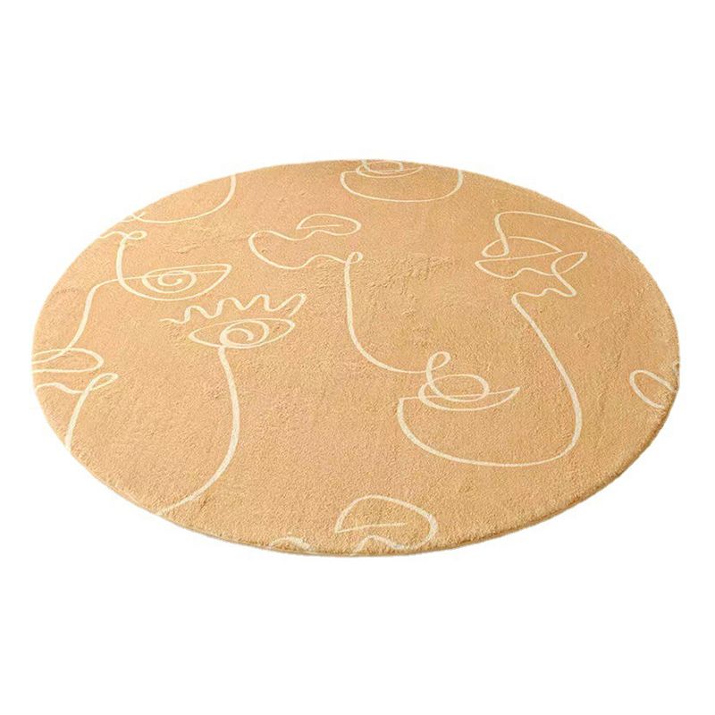 Dark Green Modern Rug Polyester Plant Rug Washable Rug for Living Room
