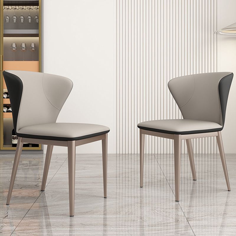 Contemporary Side Chair Faux Leather Solid Back Dining Room Chair for Kitchen