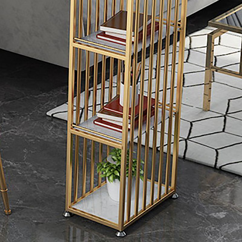 Faux Marble Counter Table Modern Rectangle Counter Table with Metal Legs