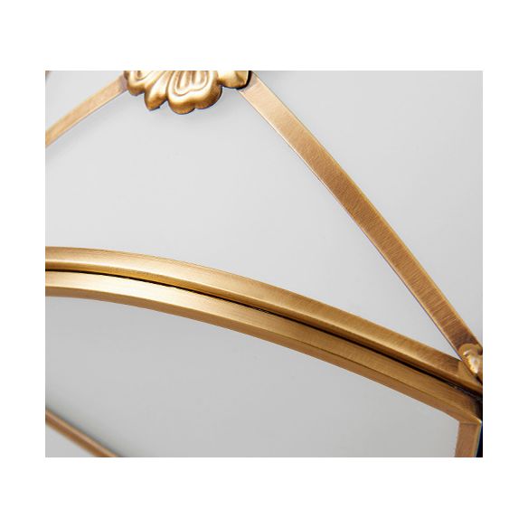 White Frosted Glass Drum Ceiling Light Traditional Rustic Style Brass Lighting Fixture for Bedroom Living Room