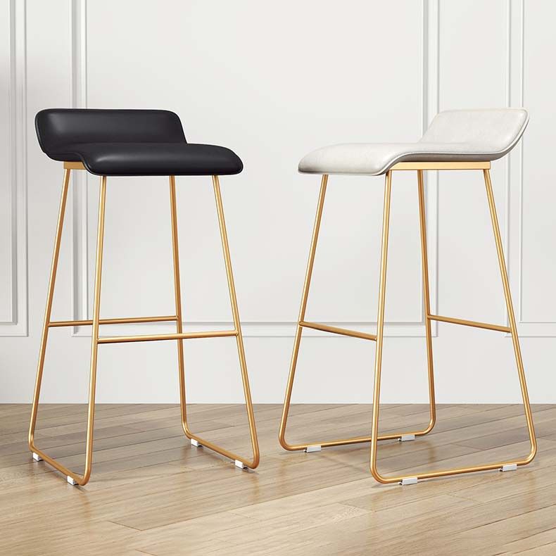 Modern Style Metal Bar Stool Leather Low Back Counter Stool for Restaurant