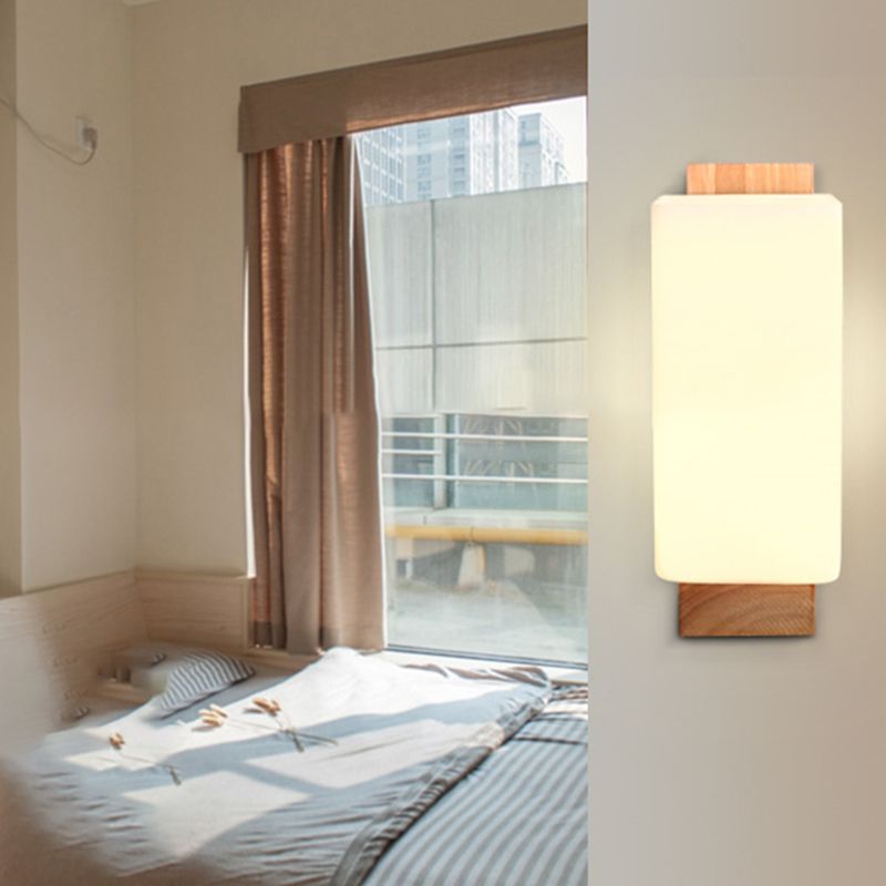 Moderner Stil Rechteck geformtes Wandlampe Holz 1 Lichtwandbeleuchtung Armaturen