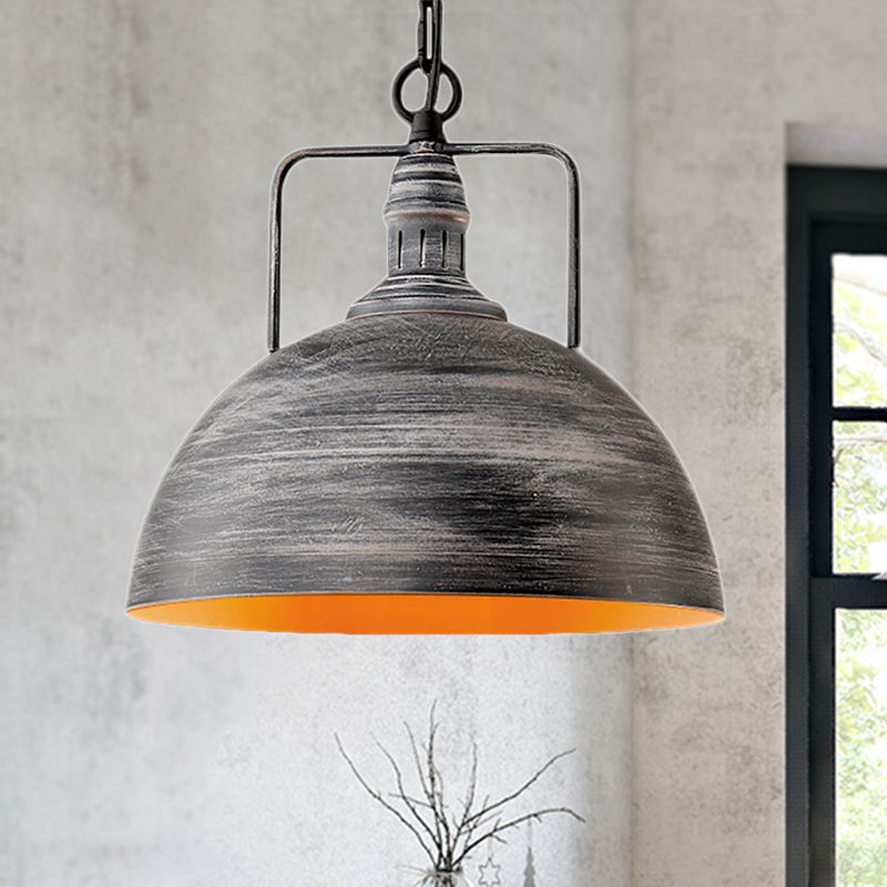 Gealtert silbergekoßene Anhängerlampe Industrial Metall 1 Leichtes Esstisch hängende Licht, 12 "/16" Breite