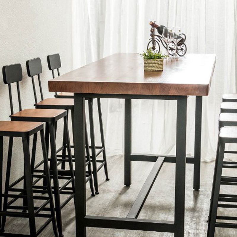 Industrial 1/2/9 Pieces Solid Wood Bar Table Set Rectangular Counter Set for Home Use