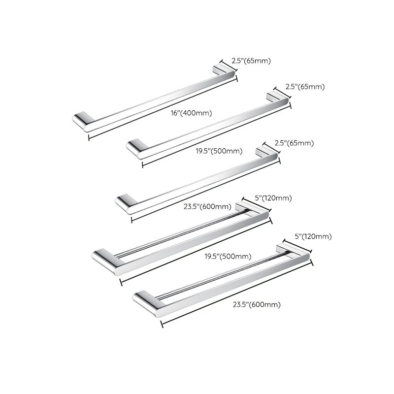 Contemporary Bathroom Accessories Hardware Set in Silver with Soap Dish