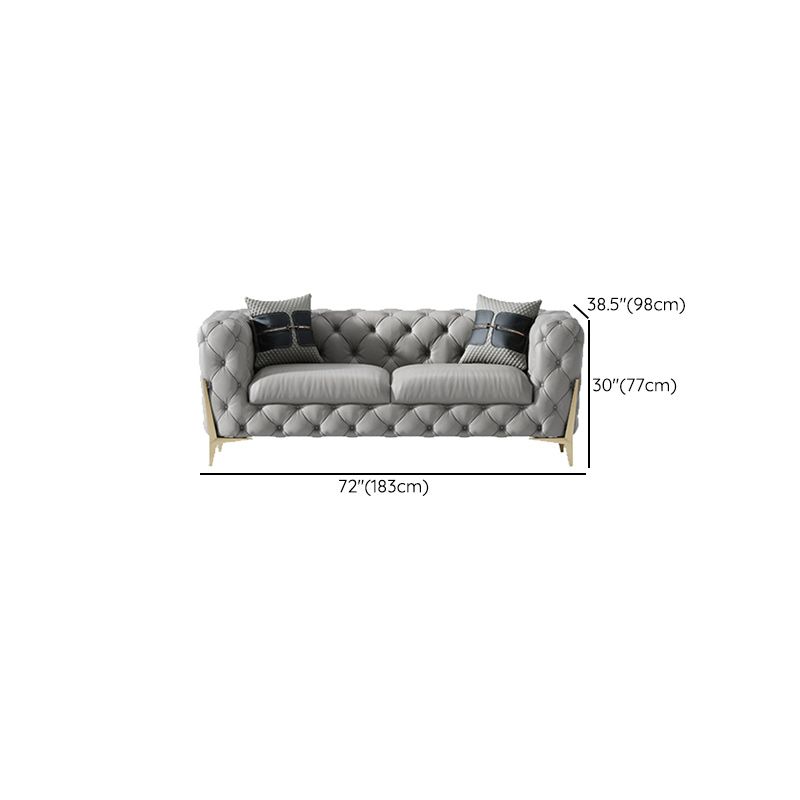 Tufted Contemporary Sofa in Gray 30.31" High Tuxedo Arm Sofa
