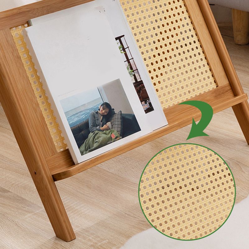 21.6" Tall Modern Rectangular Glass Top Side Table Wood Abstract End Table with Shelf