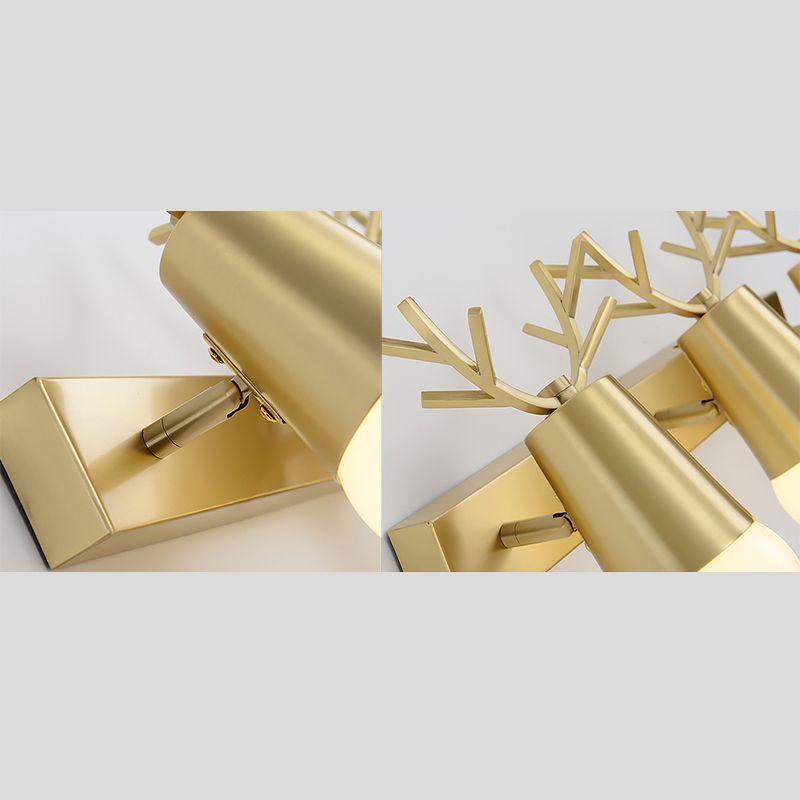 Luminaire mural mural de salle de bain Contemporain Gold Wall Gince Lighting avec des bois de l'ombre en métal