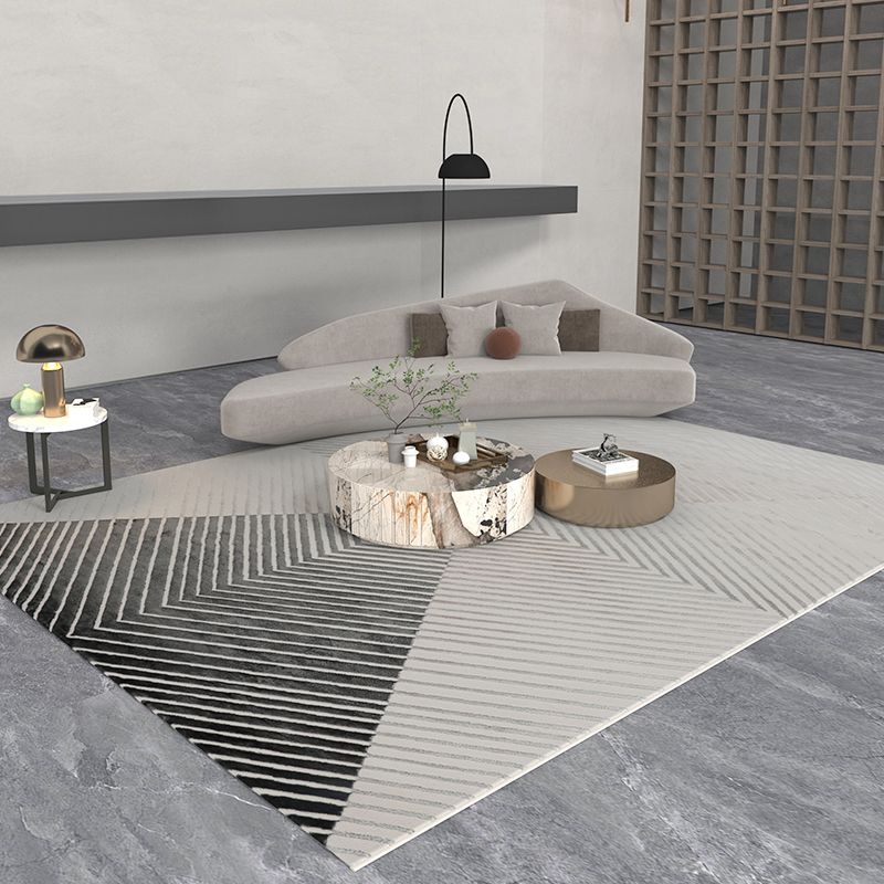 Rug Modern Geometric Pattern Carpet Rectangle Stain Resistant Indoor Rug