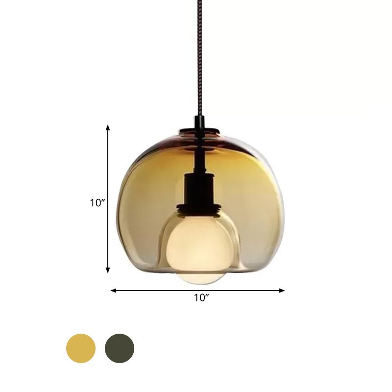 Doppio emisfero minimalista a goccia a sospensione fumo/cognac vetro 1 tavolo da pranzo leggero lampada sospensione del soffitto