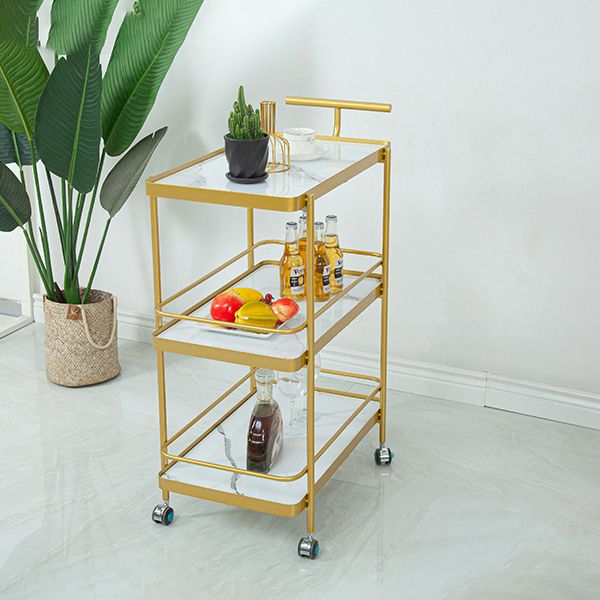 Modern 34.65"H Rolling Prep Table Rectangular Metal Prep Table for Home Use