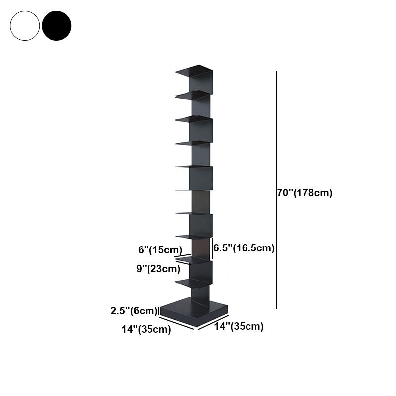 Contemporary Corner Bookshelf Closed Back Iron Vertical Bookcase