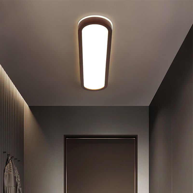 Houten langwerpige LED semi-inbouw plafondlamp in moderne creatieve stijl acryl plafondarmatuur voor garderobe