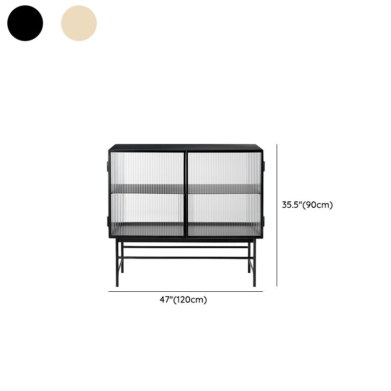 Modern Curio Cabinet Metal Glass Doors Display Cabinet for Living Room