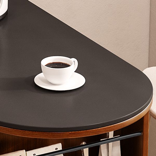 Modern Stone Bar Table Pine Wood Base with Lockers for Living Room