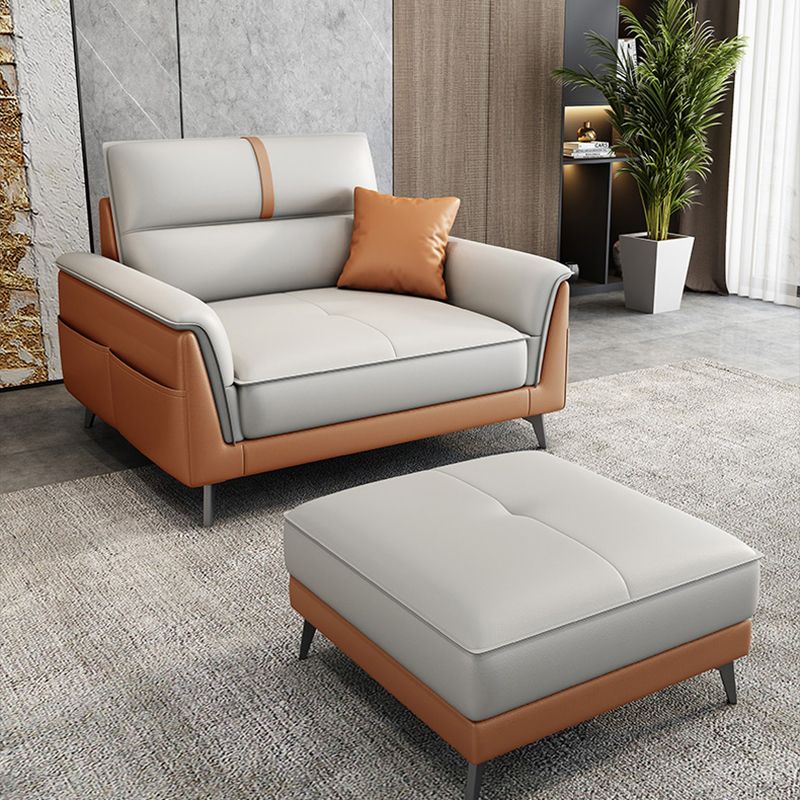 Slipcovered Stationary Stain Resistant Faux Leather Square Arm Sofa