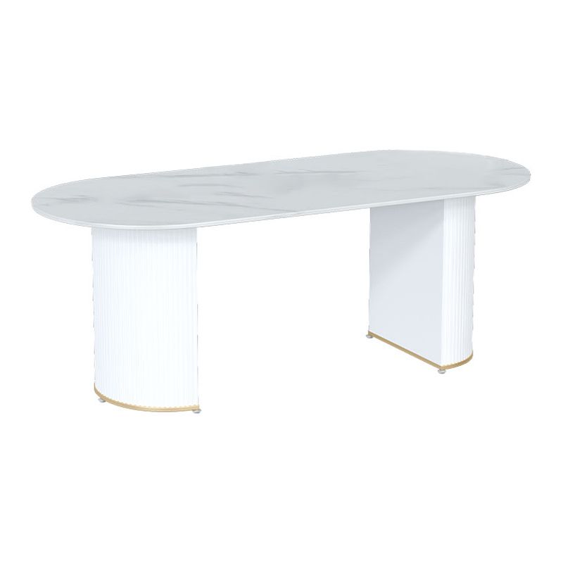 Metal Modern Oval Dining Table Sintered Stone Indoor Table for Dining Room and Kitchen