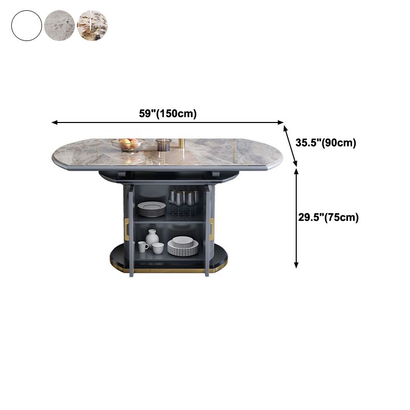 Round Stone Dining Table Traditional Luxury Extendable Dining Table with Pedestal Base