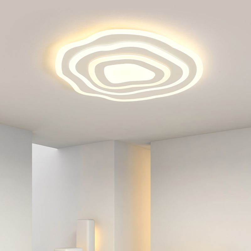 Geometría blanca LED integrado instalado en la moderna y sencilla lámpara de techo de hierro lacado de pantalla de acrílico