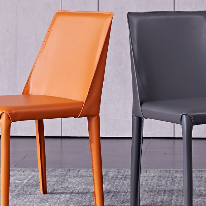 Sillas laterales de cuero modernas para interiores y exteriores, silla con respaldo sólido