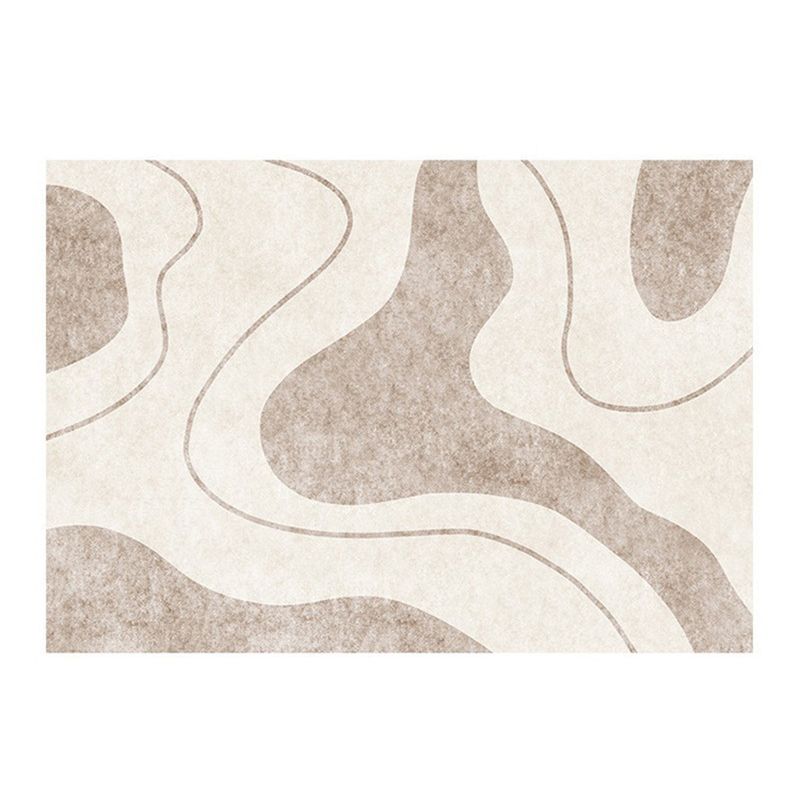 Light Brown Line Rug Polyester Simple Rug Non-Slip Backing Rug for Home Decor
