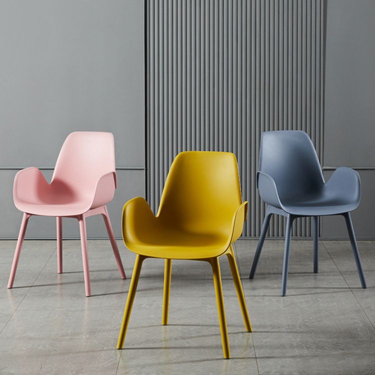 Modern Plastic Arm Chair Parsons Chair in Matte Finish for Kitchen