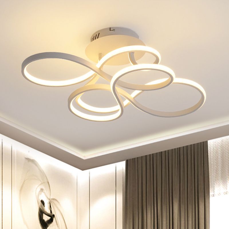 Metallic Twisted Line Flush Mount Simplicity White/Brass/Gold LED Close to Ceiling Lighting, White/3 Color Light
