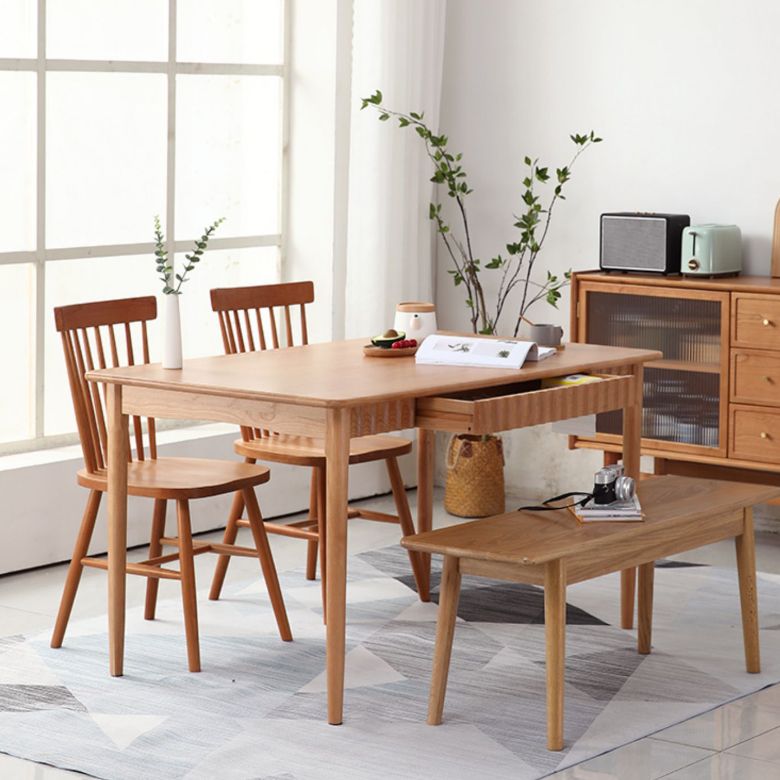 1/4/5 Pieces Dining Room Furniture Set Solid Wood Table and Bench Set