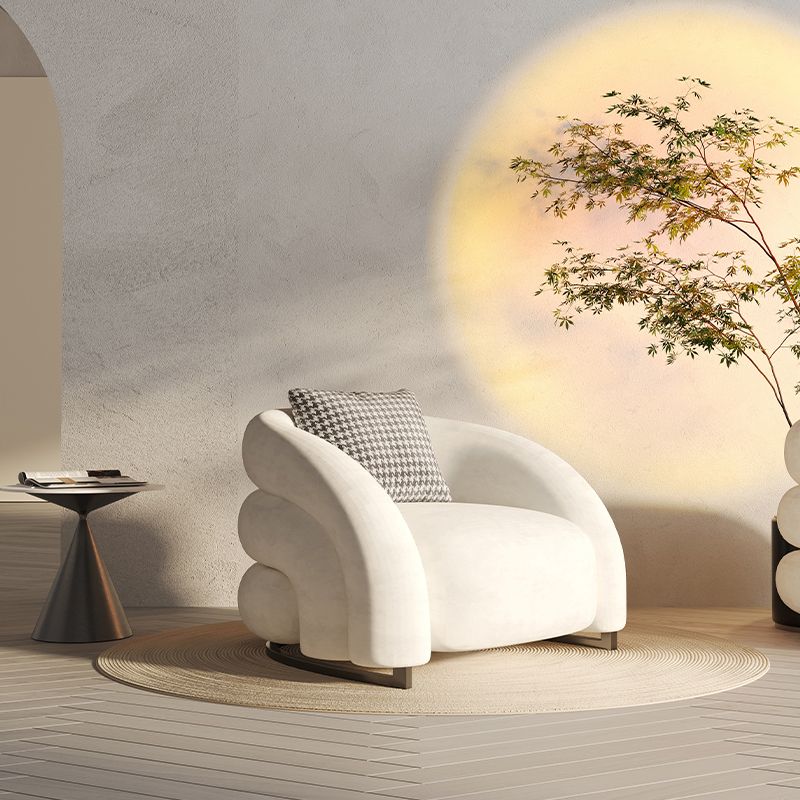 Modern Fixed Back Chair Solid Color Upholstered Sloped Arms Chair