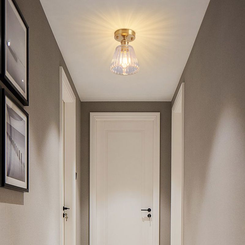 Shaded Glass Semi Flush Mount Light Fixture Nordic Style Brass Semi Flush Light Fixture