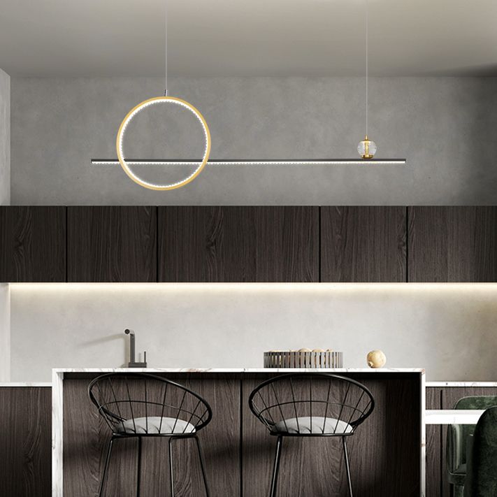 Modern Island Light Linear 2-Light Crystal Chandelier Lights for Dining Room