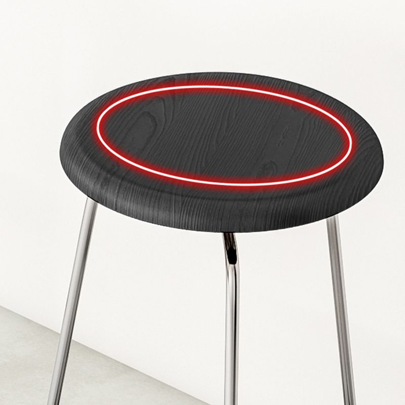 Modern Armless Backless Counter Stool Oak Wood Bar Stool with Pedal for Cafe