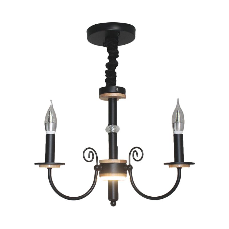 Lámpara de suspensión de bombilla abierta negra estilo vintage 3/5 cabezas de lámpara metálica luz colgante con diseño de vela