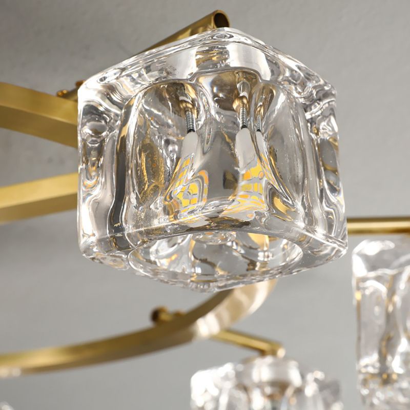 Modern Circular Ceiling Mount Light Fixture Crystal 12 Lights Ceiling Light