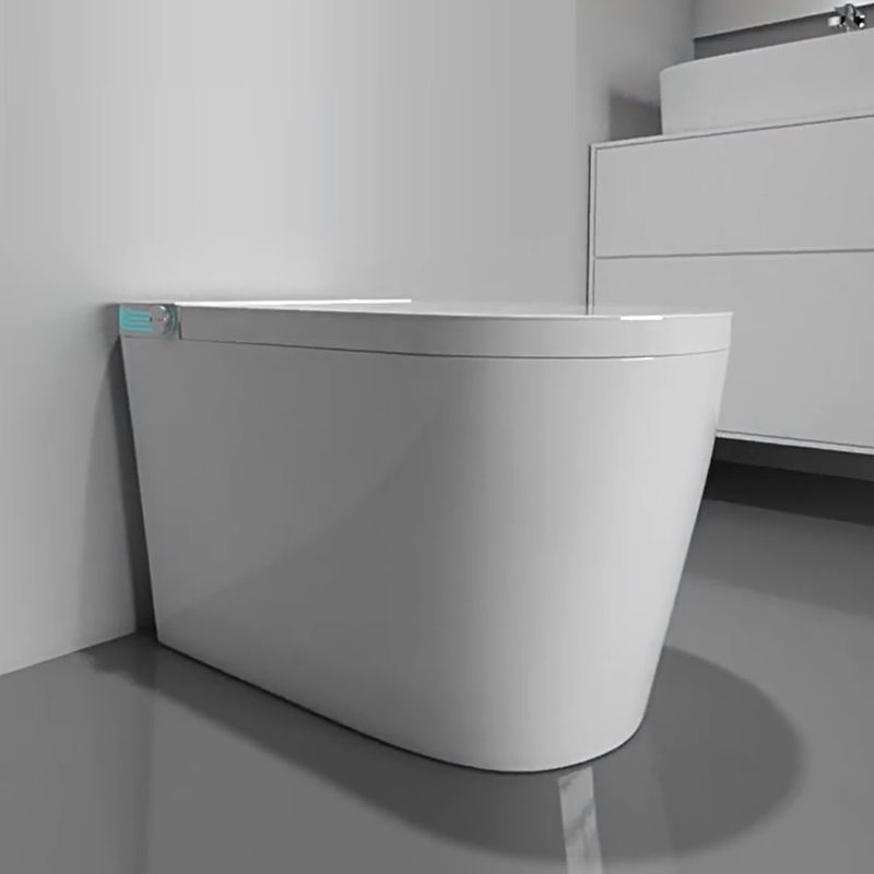 Modern Floor Mount Flush Toilet Heated Seat Included White Toilet Bowl for Washroom