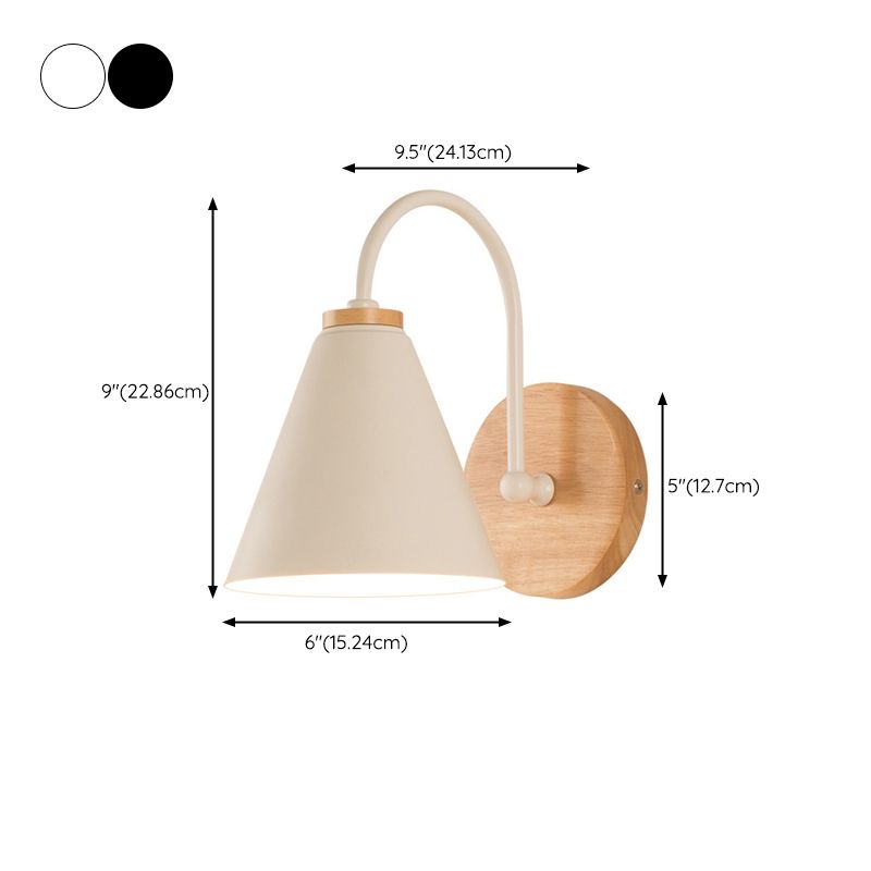 Industrial Wall Lamp Cone Shade Metal 1 Light Sconces for Bedroom