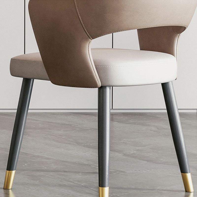 Modern Arm Chair Faux Leather Open Back Dining Room Chair for Indoor