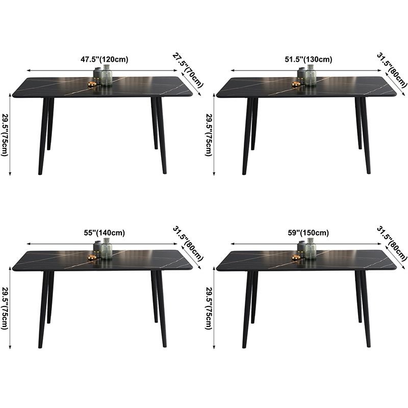 Dining Room Contemporary Sintered Stone Dining Table Rectangular Table with Metallic Base