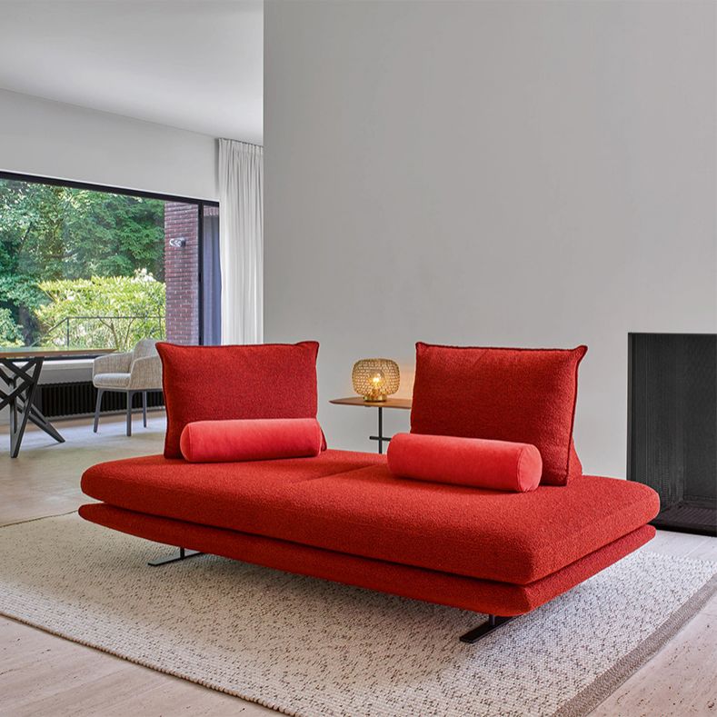 Contemporary Upholstered Solid Color Chaise Chair with Metal Legs