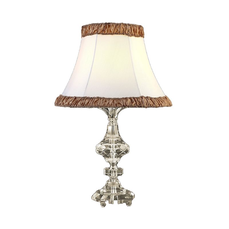 Contemporaneo 1 tavolo da lampadina leggera a pannello bianco a pannello da scrivania con tonalità in tessuto