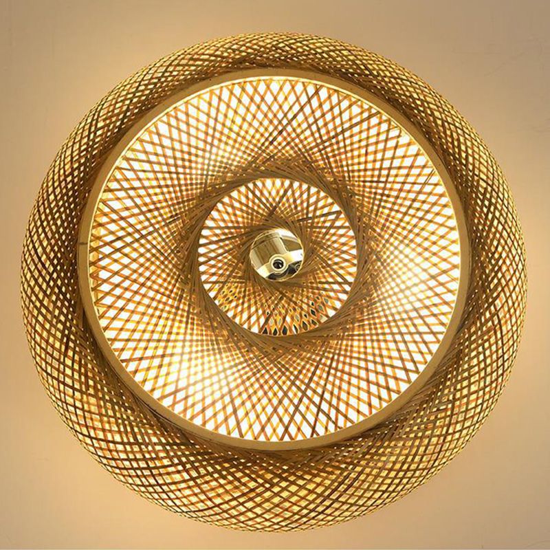 Soporte de techo de ratán de estilo de Asia de montaje de tambor curvo en madera natural