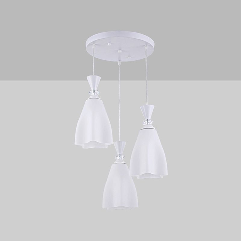 Bloemen diner hanglampverlichting minimalistisch wit glas hangende verlichtingsarmatuur