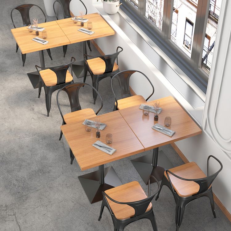 Tavolo da pranzo in legno di pino industriale tavolo quadrato in natura con piedistallo in metallo