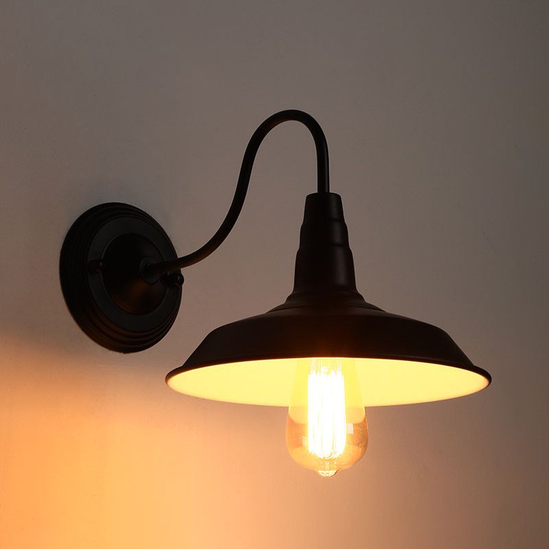 Black Metal Wall Sconce Industrial Wall Mounted Light Fixture for Kitchen Restaurant