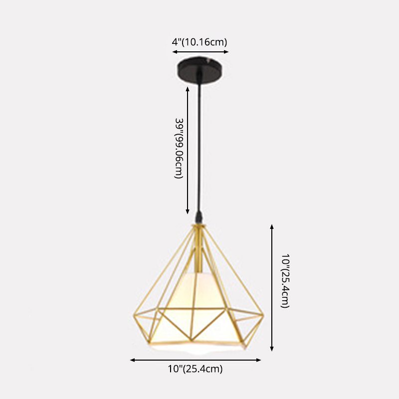 Diamond Metal Hanging Light Fixture Modern Style Down Lighting Pendant for Dinning Room
