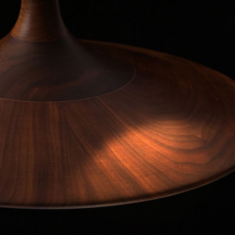 Modern Hanging Light Wooden Shade Pendent Light Fixture for Sitting Room