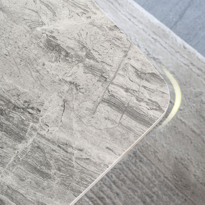 High Gloss Grey Stone Dinette Table Set 1/4/5/6/7 Pieces Modern Dining Set