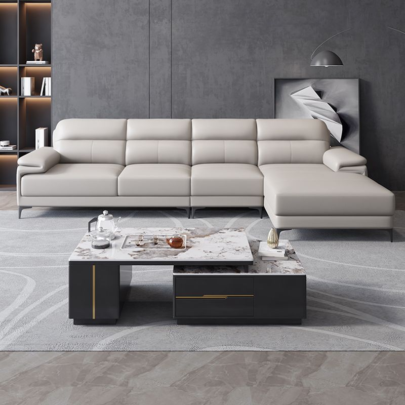 Contemporary Light Grey Sofa with Pillow Top Arm for Apartment 35.43"