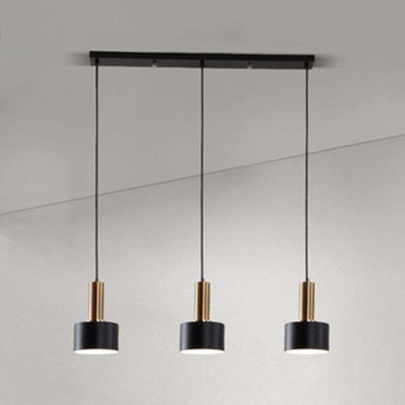 7.87" H 3-Light Modern Cluster Cylinder Kitchen Island Ceiling Light Metal Hanging Light